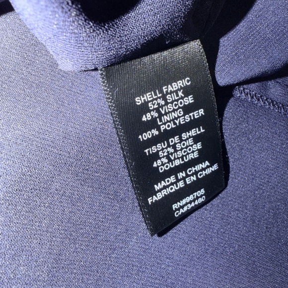 Rebecca Taylor Navy Coral Floral Print Silk Blend Long Sleeve Dress Size 4 - Picture 7 of 8